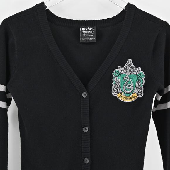 HARRY POTTER Womens Slytherin Cardigan Sz XS Button‎ Front Knit Sweater Hogwarts - Picture 2 of 11